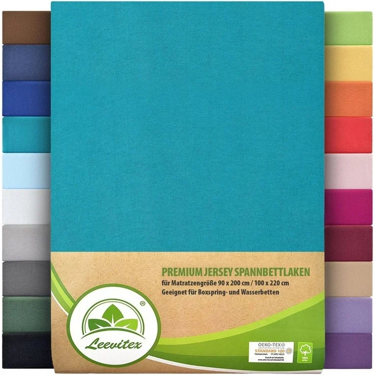 leevitex® Spannbettlaken Spannbettlaken Premium Elasthan, Gummizug: rundum, blickdicht, Anti-Pilling, 97% Baumwolle, 3% Elasthan, 40 cm Steg – Bild 1
