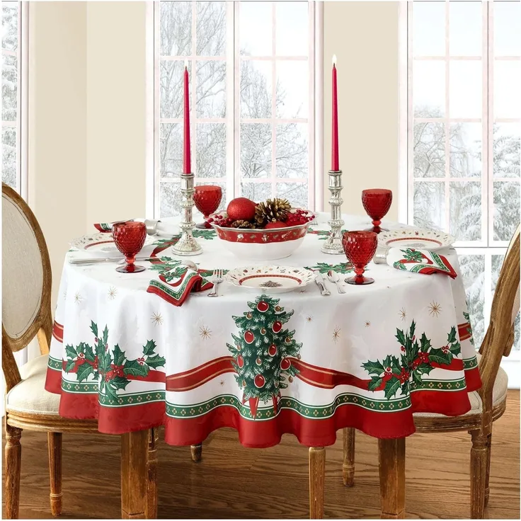 Elrene Villeroy & Boch Toy's Delight Weihnachts-Tischdecke, Weihnachts-Tischdekoration, 178 cm, rund