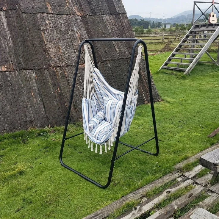 CCLIFE Hängesessel mit Gestell Kissen Hängeschaukel Hängestuhl Bis 100kg Indoor & Outdoor Garten Hängesitz – Bild 1
