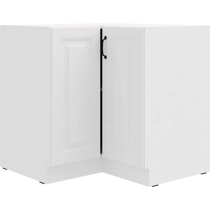 Eckunterschrank 90x90 cm Stilo Weiß Küchenzeile Küchenblock Küche Landhaus