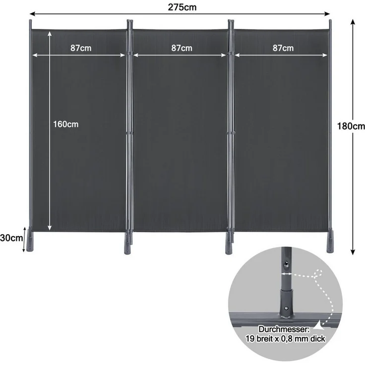 FIVMEN Paravent Raumteiler Klappbar Freistehend Stellwand Sichtschutzwand, Verstellbar Raumteiler Innen und Außenbereich für Büros, Garten Balkon – Bild 1