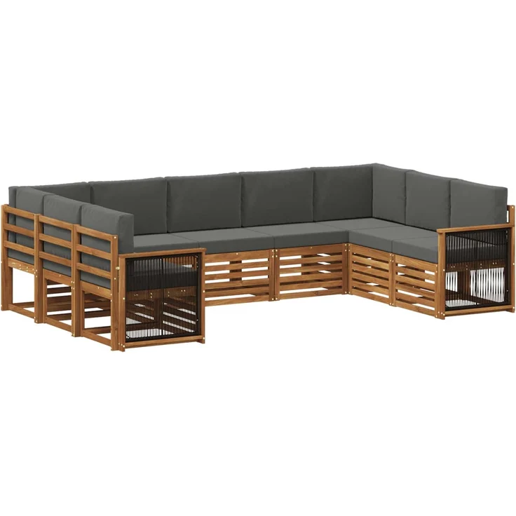 vidaXL Outdoor-Sofagarnitur 9 stk. 9-Sitzer Natur und Anthrazit 3384833 – Bild 2