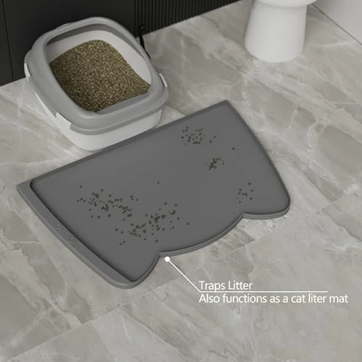 OHMO Napfunterlage für Hunde und Katze rutschfest, Silikon grau, 60x38 cm – Bild 8