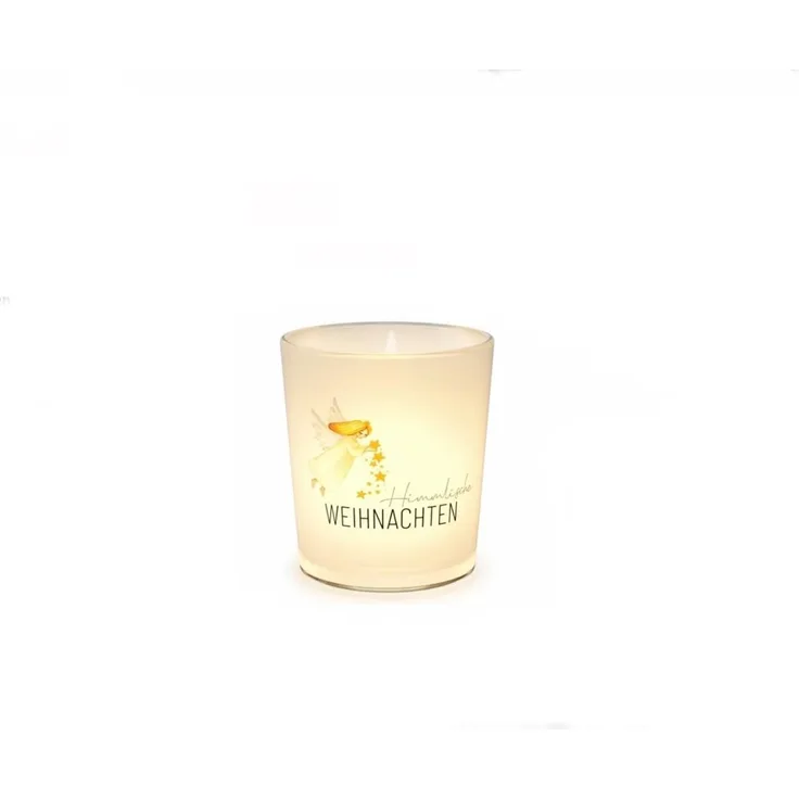 Windlicht Glas Teelichthalter Weihnachten Love Xmas la vida Engel 640174