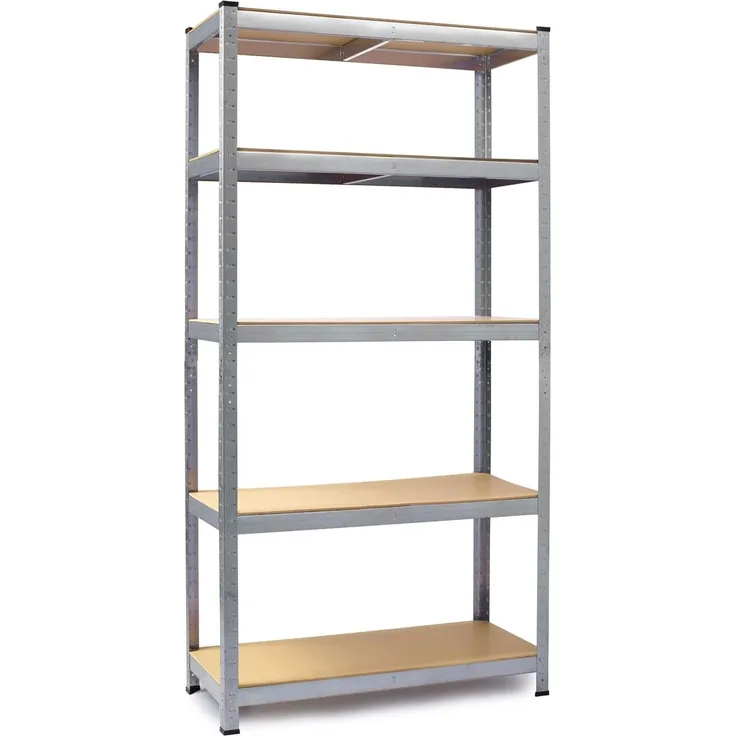 Humberg 4849 Schwerlastregal mit 5 Böden aus MDF 180 x 100 x 50 cm, Silber