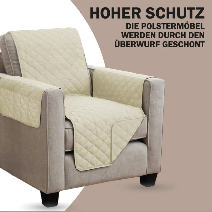 Sesselschoner gesteppt - 190x165cm Creme – Bild 3