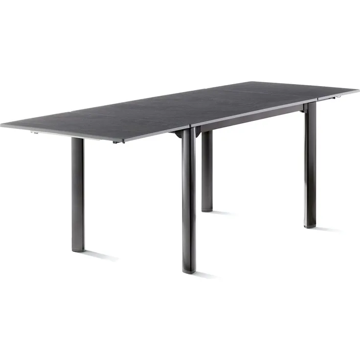Sieger 3960-55 Exclusiv-Verlängerungstisch mit Vivodur® Dekorplatte, Aluminium Eisengrau 80 x 74 x 120/170/220 cm