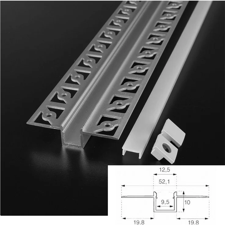 2 Meter Alu Profile Alu Schiene Profil mit Milchglas Abdeckung Kanal System für LED-Streifen Profil Q – Bild 4