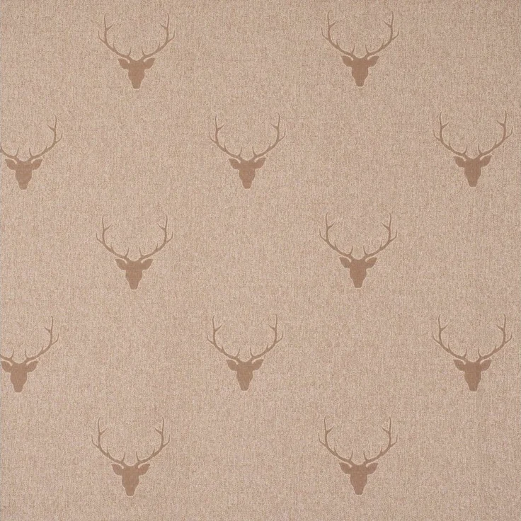 SCHÖNER LEBEN. Vorhang SCHÖNER LEBEN. Vorhang Jacquard Hirschkopf mit Geweih beige hellbraun, Ösen, blickdicht, Jacquard, handmade – Bild 4
