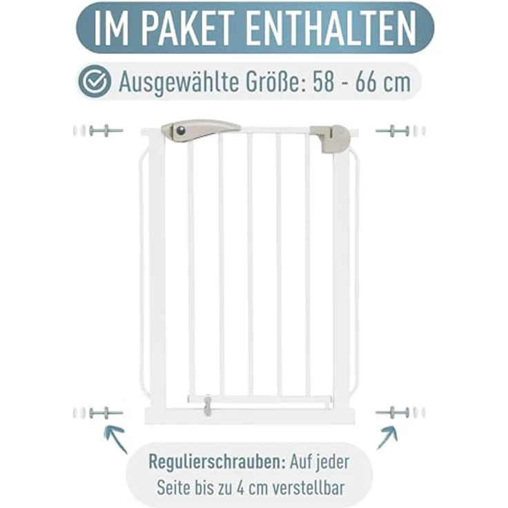 ib style® Berrin ! PREISSIEGER ! Treppengitter 58-175 cm | Ohne Bohren |Auto-Close| 90° Stop | Einhand Bedienung | 58-66 cm – Bild 9