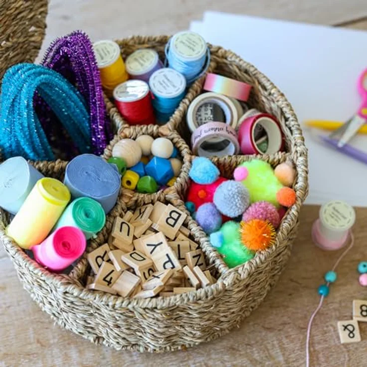 HMF Teebox Teebox für Teebeutel geflochten aus Seegras, Seegras, Tee Aufbewahrungsbox mit 7 großen Fächern, 27 x 27 x 11 cm – Bild 7