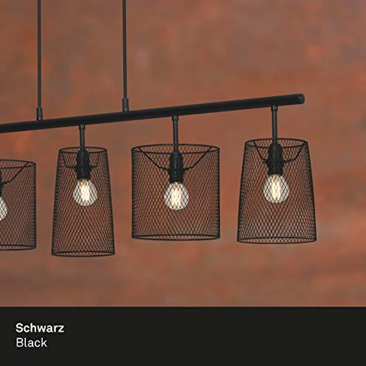 Briloner Pendelleuchte Pendellampe Drahtschirmen Metall schwarz, 5x E14 40W, IP20, Vintage-Design, vielseitig einsetzbar – Bild 3