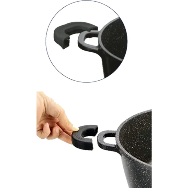 Cheffinger Schmorpfanne mit Glasdeckel, Aluguss schwarz, Ø 28 cm – Bild 3
