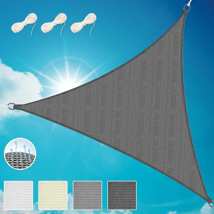 Sol Royal SolVision HS9 - Sonnensegel dreieckig 3,6 x 3,6 x 3,6 m HDPE Atmungsaktiv & UV Schutz Sonnenschutz für Terrasse, Balkon, Pool und Garten – Sonnensegel 360 x 360 x 360 cm Schattennetz Anthrazit – Bild 1