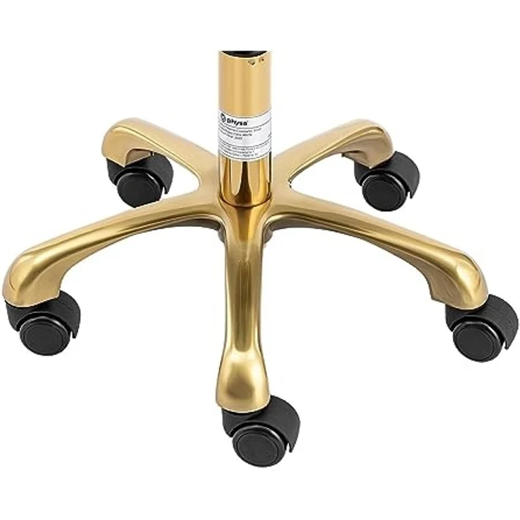 Physa Drehstuhl Rollhocker mit Lehne Friseurhocker Kosmetik 150 kg weiß & golden, Weiß – Bild 4