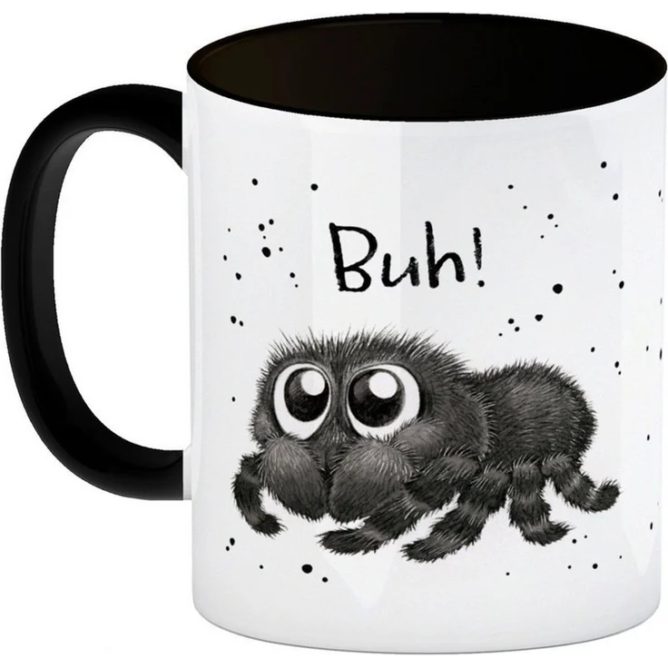 speecheese Tasse Buh! Flauschige Spinne Kaffeebecher in schwarz – Bild 2