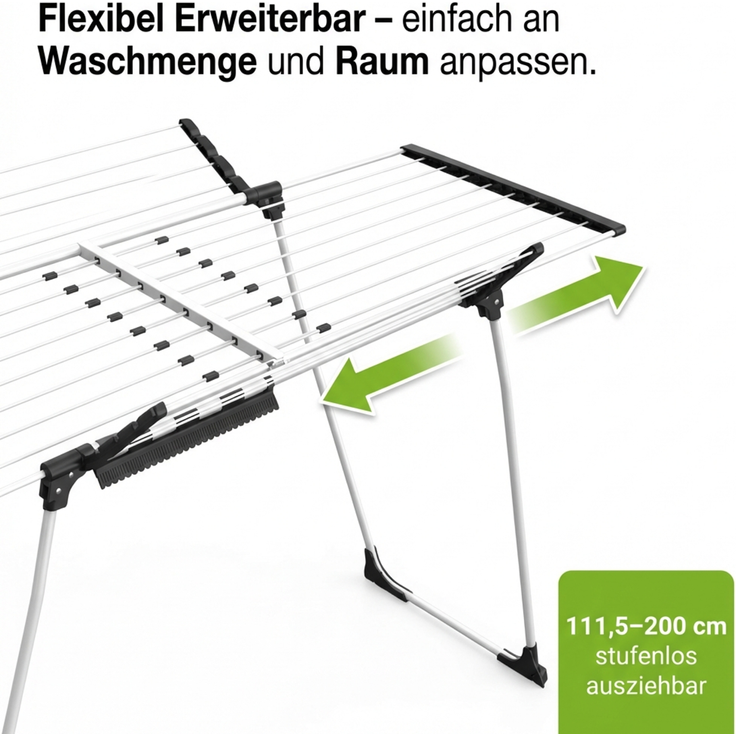 Gardissimo EXTEND Wäschetrockner Flügel Wäscheständer Trockner mit Rollen 21m – Bild 3