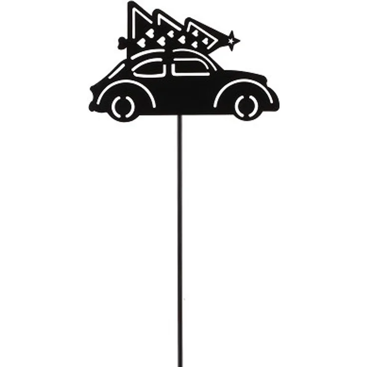TrendLine Deko Eisen Figurenstecker Auto mit Tannenbaum 35 x 0,5 x 7,5 cm schwarz