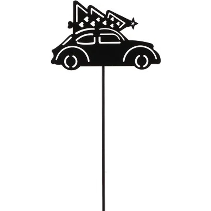 TrendLine Deko Eisen Figurenstecker Auto mit Tannenbaum 35 x 0,5 x 7,5 cm schwarz