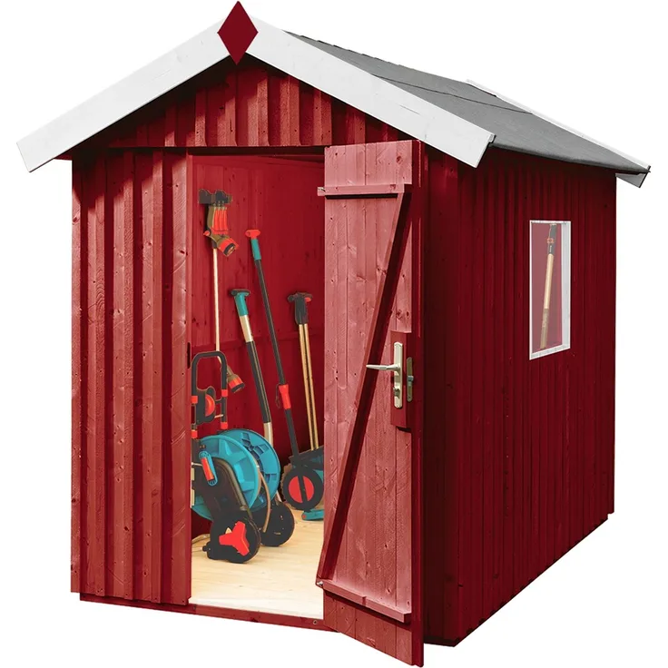 WEKA Schwedenhaus Gr. 1 162x170 Gerätehaus aus Holz in Rot Geräteschrank mit 32 mm Wandstärke Gartenhaus