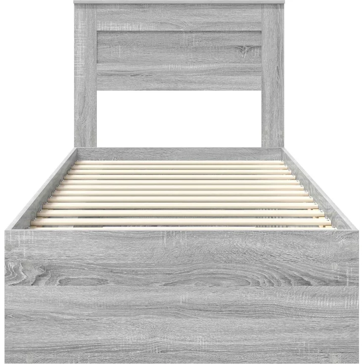 vidaXL Bettrahmen Graues Sonoma 90 x 190 cm Massives Kiefernholz 3409804 – Bild 6