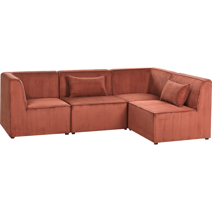 Modul Ecksofa 4-Sitzer LEMVIG Cord Dunkelrot rechtsseitig – Bild 5