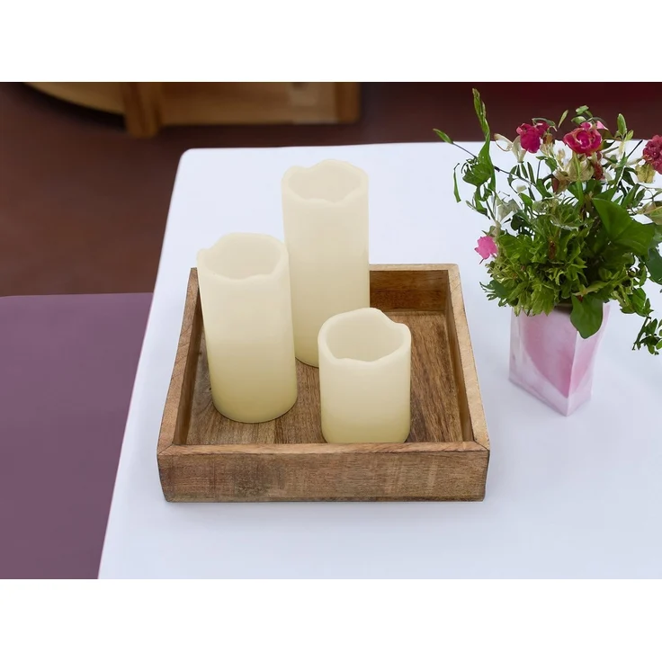 Spetebo Dekotablett Mango Servier Tablett quadratisch - 25 cm (Packung, 1 tlg), Deko Holz Schale eckig – Bild 2