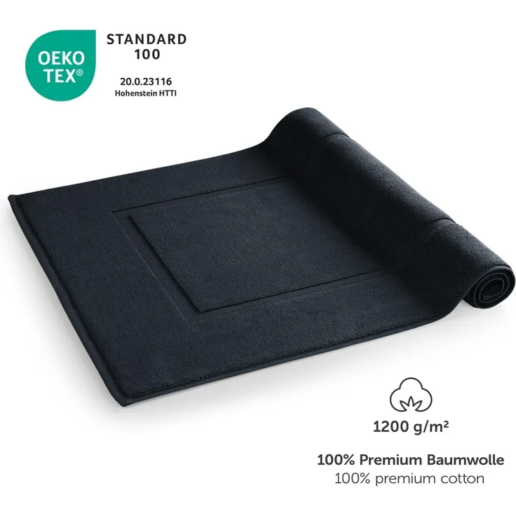 Blumtal Badematte Premium Frottier, schnell trocknend, strapazierfähig, Baumwolle, Rechteckig, 1. St, waschbarer Badvorleger 50x80cm, saugstark & weich – Bild 3