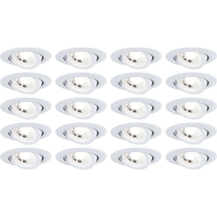Paulmann 99997 LED Einbauleuchten 20er-Set schwenkbar 3000K Weiß