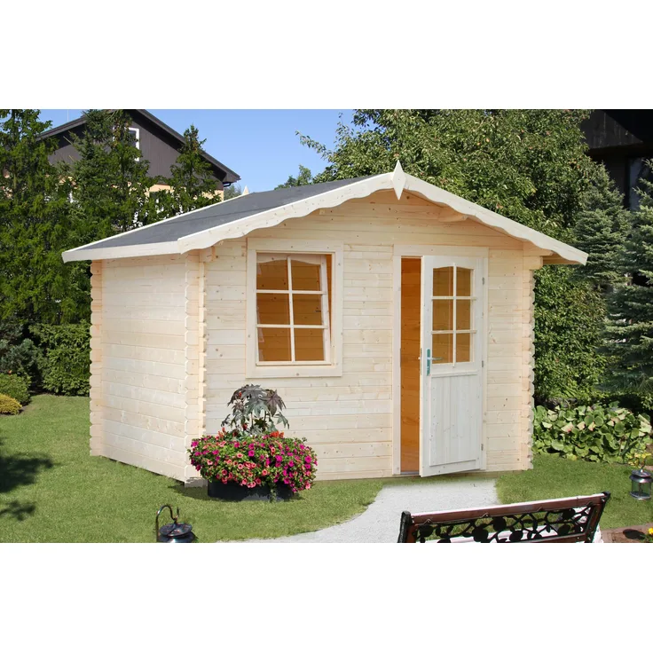 Palmako Gartenhaus Emma 46 m² Gartenhaus aus Holz Holzhaus mit 28 mm Wandstärke Blockbohlenhaus mit Montagematerial