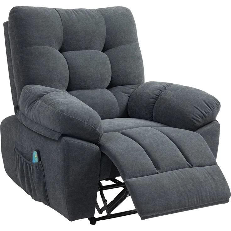 Massagesessel mit Liegefunktion, dunkelgrau, 8 Vibrationspunkten und Lendenheizung,107x102x100 cm – Bild 5