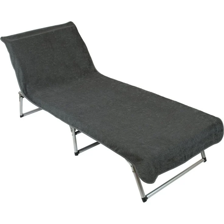 ZOLLNER Strandtuch, Mikrofaser (1-St), 75x215 cm, 100% Baumwolle, Liegenbezug für Sonnenliege, Dunkelgrau – Bild 5