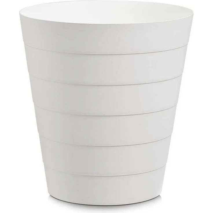 Basera® Mülleimer Papierkorb für Büro, Bad, Jugendzimmer & Kinderzimmer, 13,5 Liter, 29 x 29 x 30 cm, Kunststoff, rund, weiß