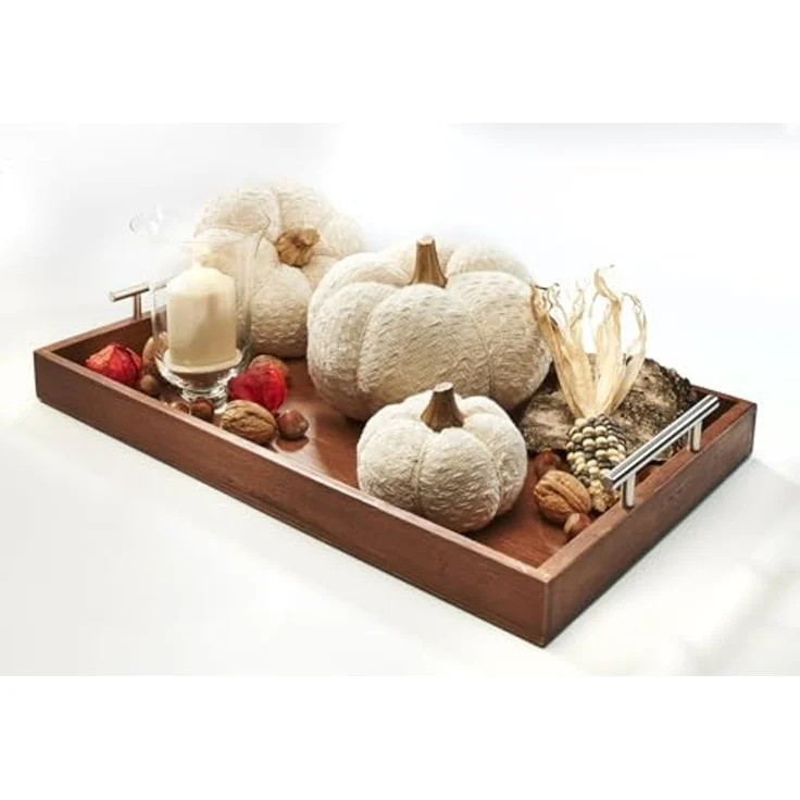 Kobolo Tablett rechteckig aus Bambus mit Metallgriffen - braun, Bambus – Bild 3