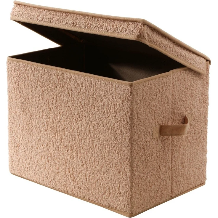 Calicosy Hohe Aufbewahrungsbox mit Deckel aus Bouclé-Stoff in Beige - H30 cm - Beige – Bild 6