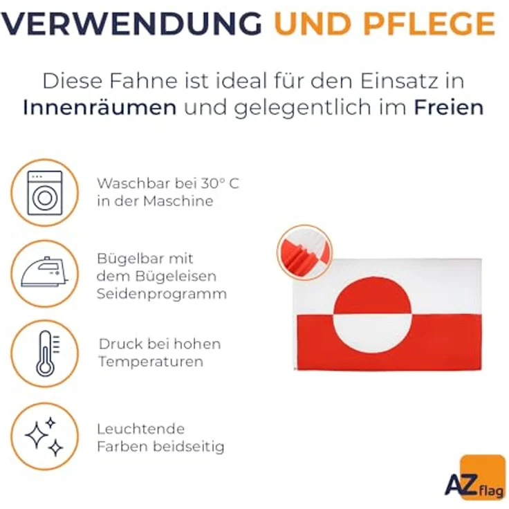 AZ FLAG - Flagge Grönland - 150x90 cm - Grönländische Fahne 100% Polyester mit Messing-Ösen - 110g – Bild 5