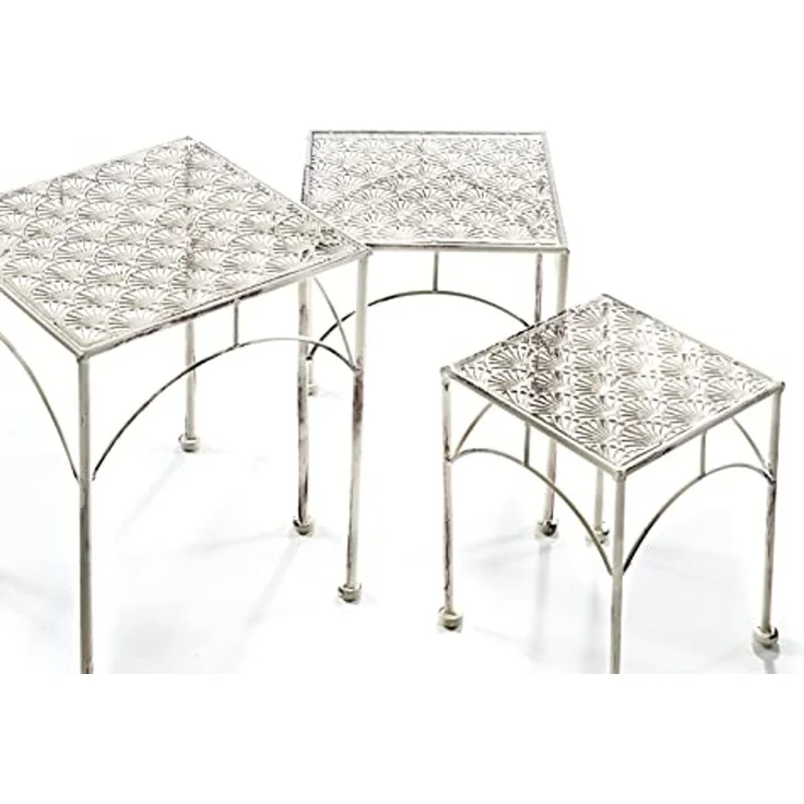 Kobolo Blumenständer Pflanzenständer Dekoständer - 3er Set Antik cream (3 St) – Bild 2