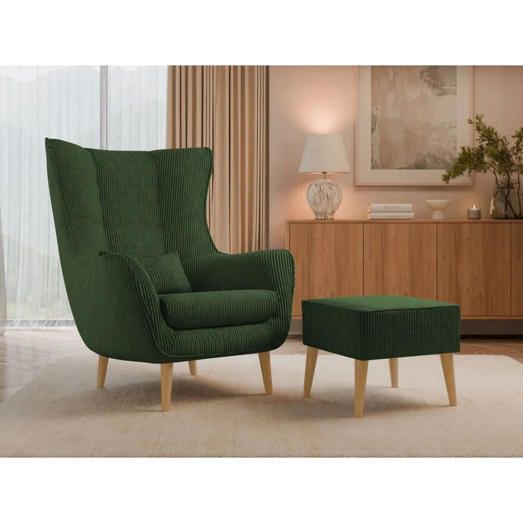 Sessel Lucio Cord (Farbe: Poso 14, mit Fußbank) – Bild 2