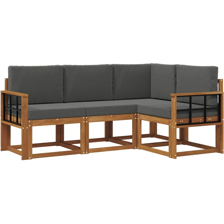 vidaXL Outdoor-Sofagarnitur 4 stk. 4-Sitzer Natur und Anthrazit 3366335 – Bild 2