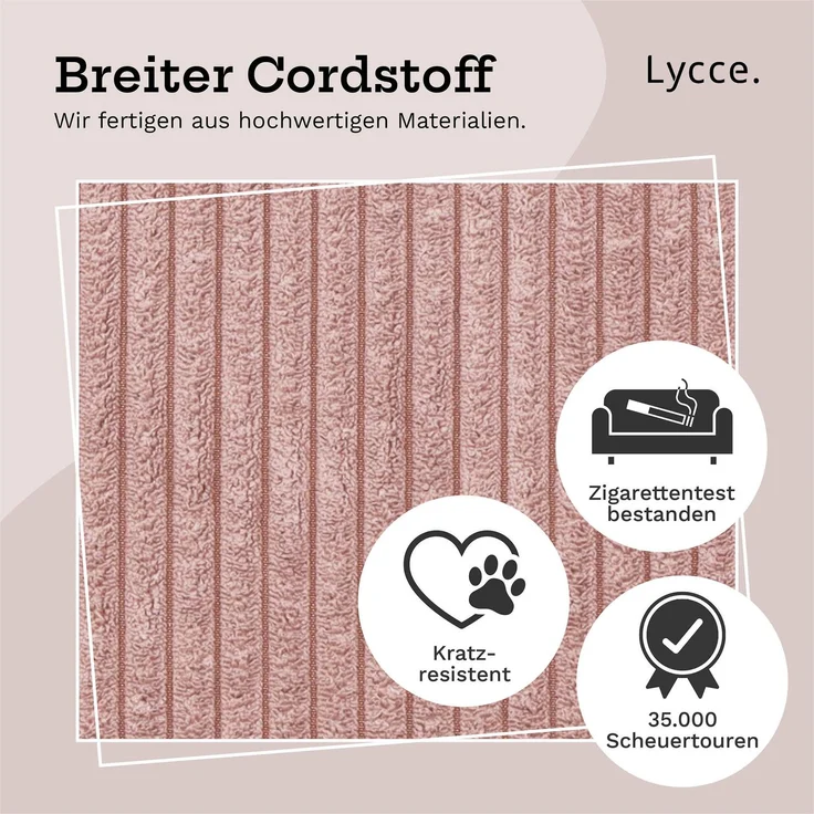Lycce Wandkissen - Cord, Wandpolster, Rückenkissen Sitzbank, Kopfteil Betten, Polsterung Puderrosa 30x75x4cm – Bild 5