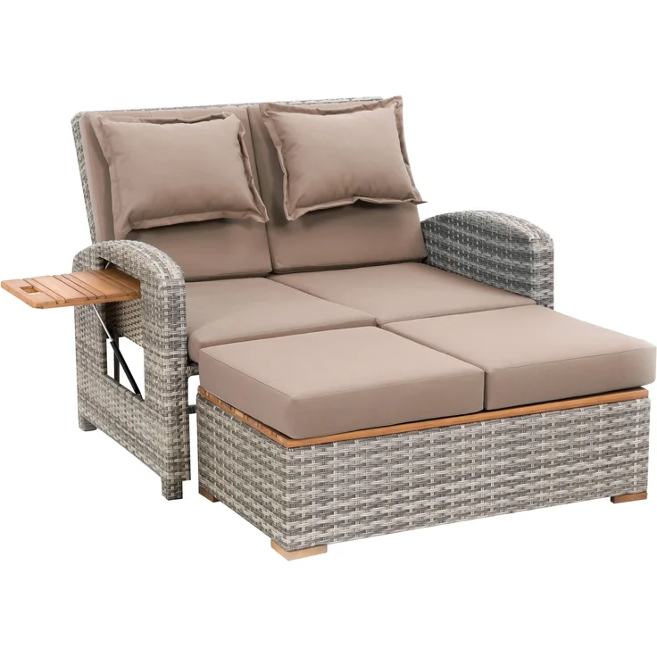 greemotion Rattan Lounge 'Bahia Style' 3-in-1, mit Teilen aus Teakholz