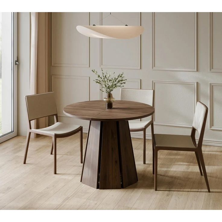 Compleo Esstisch ausziehbar 100-180, Japandi Design (Rund, Oval), Nussbaum, Eiche cremona oder Kaschmir MORI – Bild 5