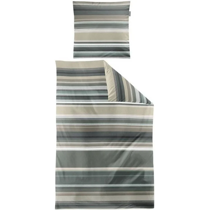 Irisette Bettwäsche VAYA, Grün, Grau, 135x200 cm, Reißverschluss, Mako-Satin – Bild 3