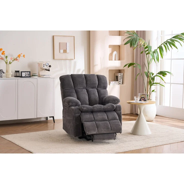 TV-Sessel mit Flanellbezug, Aufstehhilfe & Massagefunktion, 91x91x106,5 cm, Grau – Bild 2