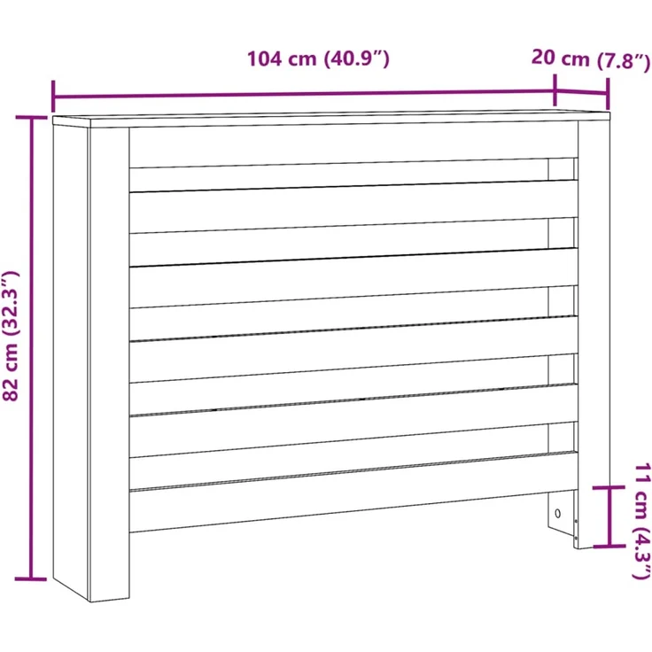 vidaXL Heizkörperverkleidung Artisan-Eiche 104x20x82 cm Holzwerkstoff 852698 – Bild 8