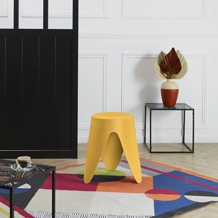 HOME DECO FACTORY, HD0295, Senfgelber Eve-Hocker, Les P'Tits Prix, Zeitgenössisch, Möbel, Sitz, Bank und Hocker, 30x46x30 cm, Sitzhöhe 46 cm, Senfgelb – Bild 6