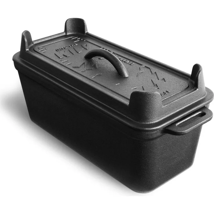 BURNHARD Gusseisen Brotbackform mit Deckel 3,5 L rechteckig, Pre-Seasoned, Kastenform ideal zum Brotbacken, Braten und Kochen, 35,4 x 14,3 x 15,3 cm, inkl. Anleitung zum Einbrennen​ - Schwarz - #946113