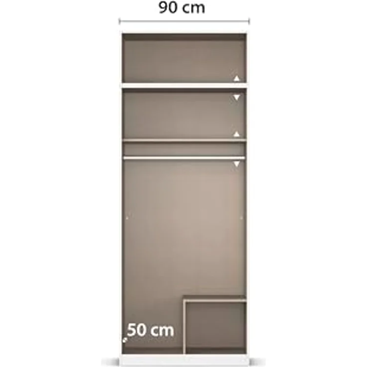 Rauch Möbel Lagoa, Kleiderschrank, Garderobe für Schlafzimmer, Kinderzimmer, Jugendzimmer 4-türig, mit Spiegel, 2 Schubladen, Farbe Beige, Breite 91 cm – Bild 10