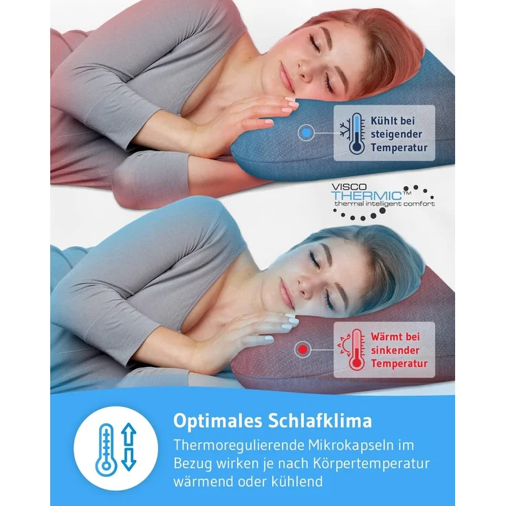 Seitenschläferkissen GIANFAR QuickDry mit Nackenbogen aus Visco Schaum mit Ultrafresh-Technologie – Bild 3