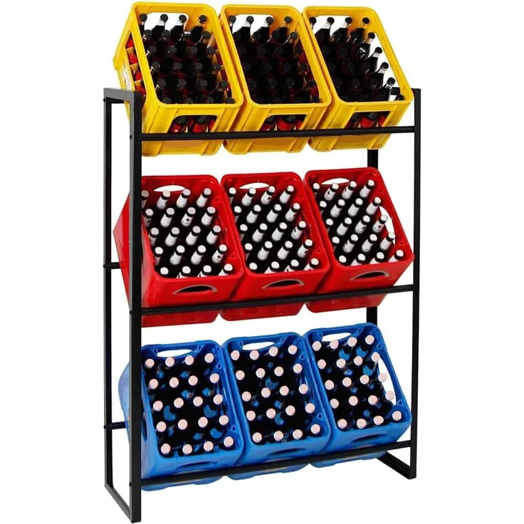 Kastenregal Metall für 9 Getränkekisten – Regal 105x32x137 cm – stabil modern
